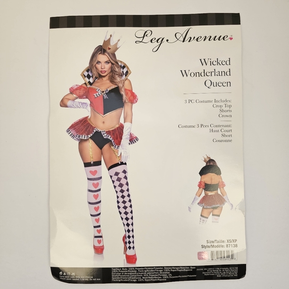 Halloween red and black Wicked Wonderland Queen 3-piece costume size XS US - Picture 2 of 5